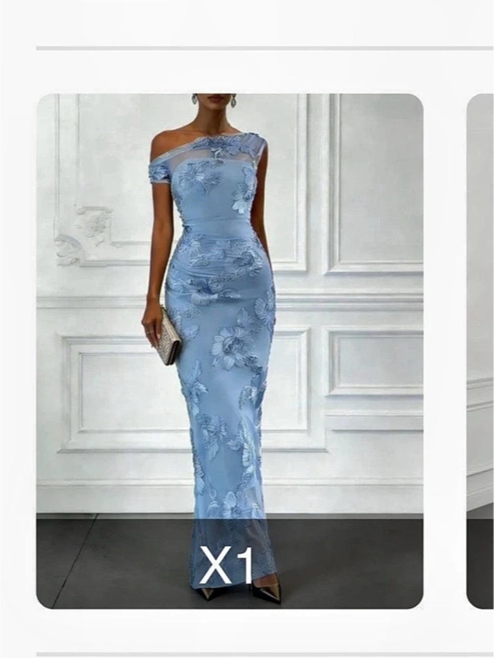 Fehaute Floral Maxi Dress in Blue NWT
